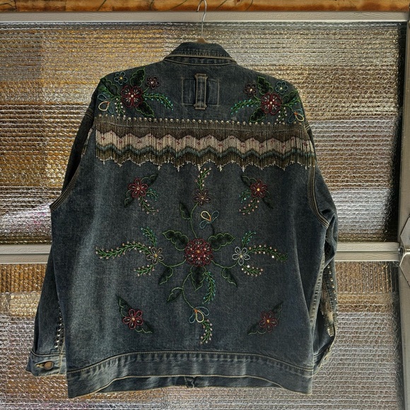 Code Blue vintage Jean Jacket Beaded Floral. Women’s size M - Picture 7 of 16